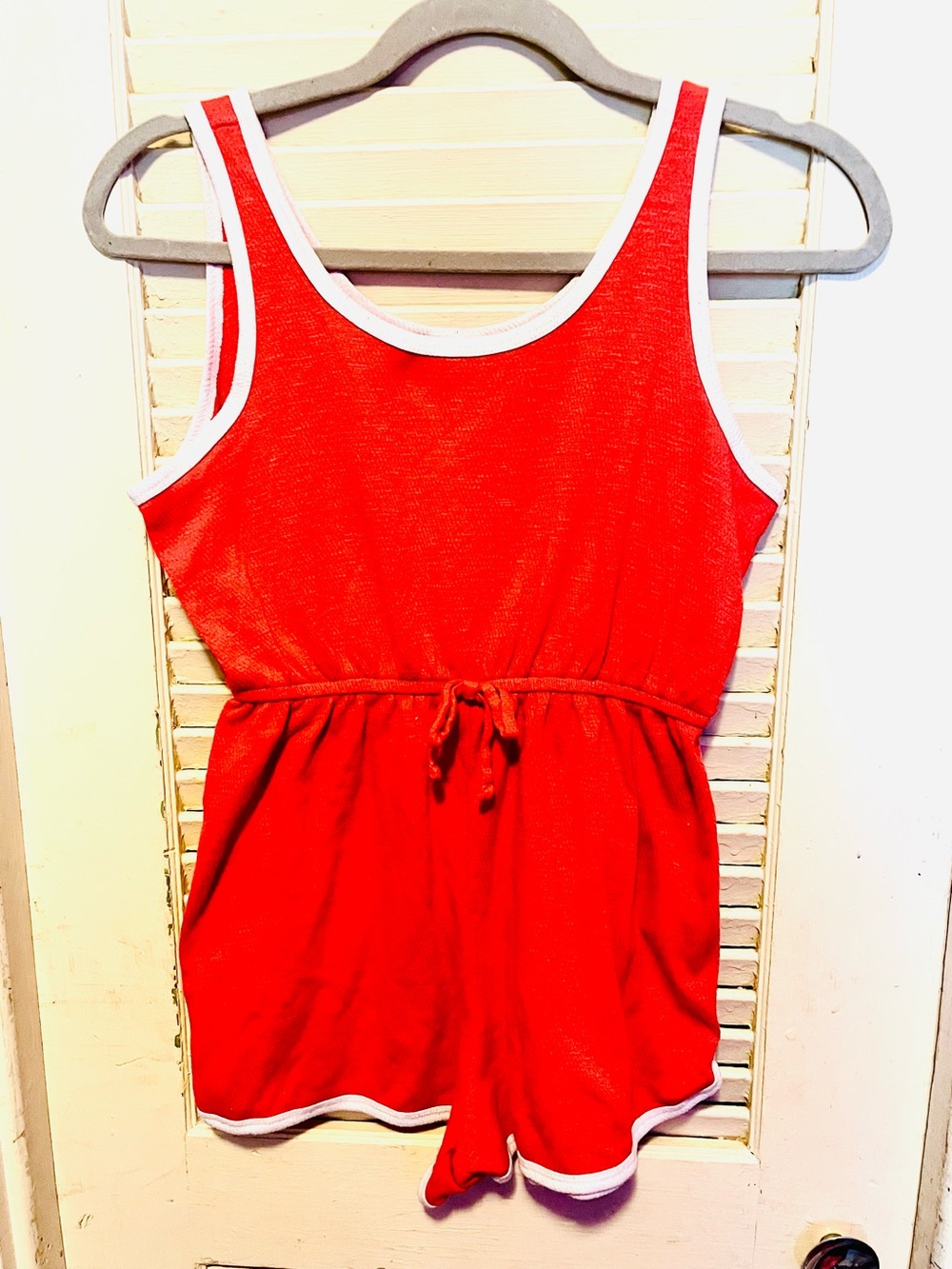 art class Red Girls' Tank Romper with White Trim